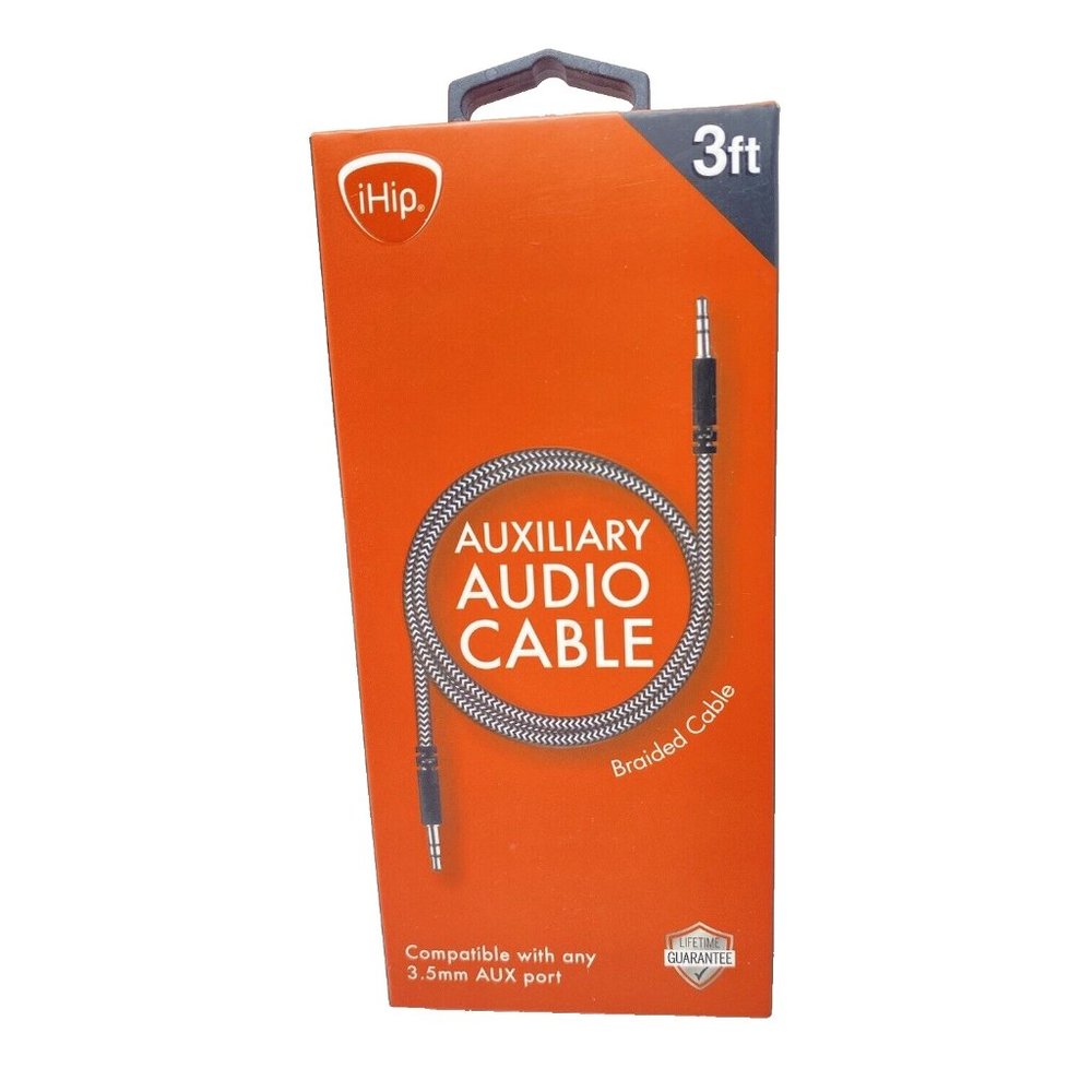 Braided Auxiliary AUX Audio Cable 3ft Brand New & Sealed in package